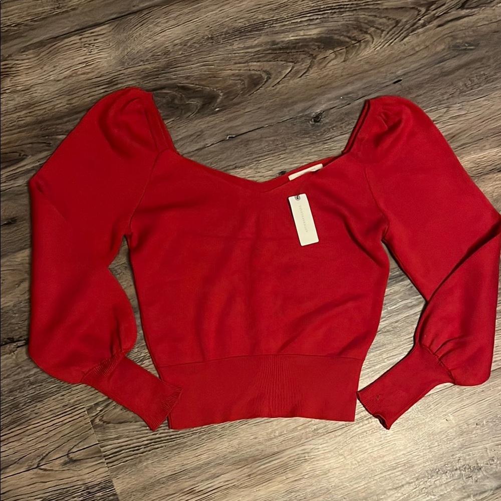Anthropologie Red Sweater